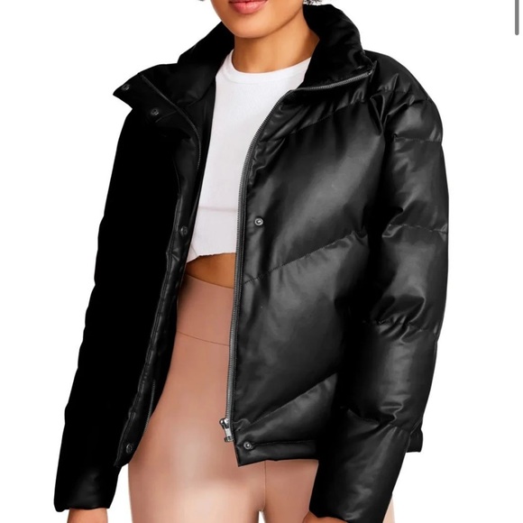 Steve Madden Jackets & Blazers - Steve Madden Women's Black Leather Puffer Jacket